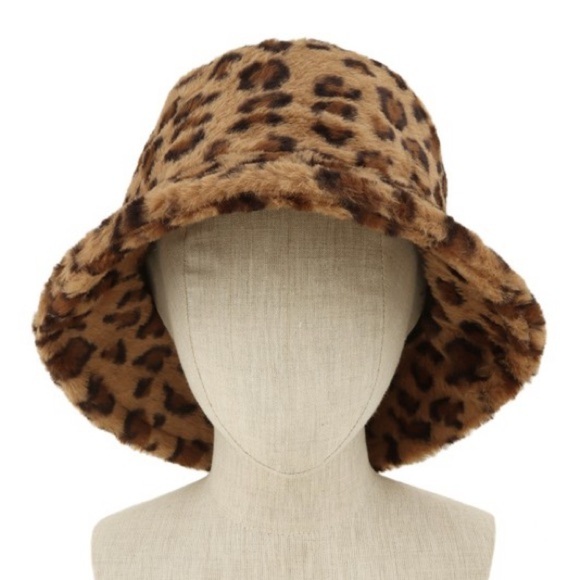 Faux Fur Leopard Bucket Hat